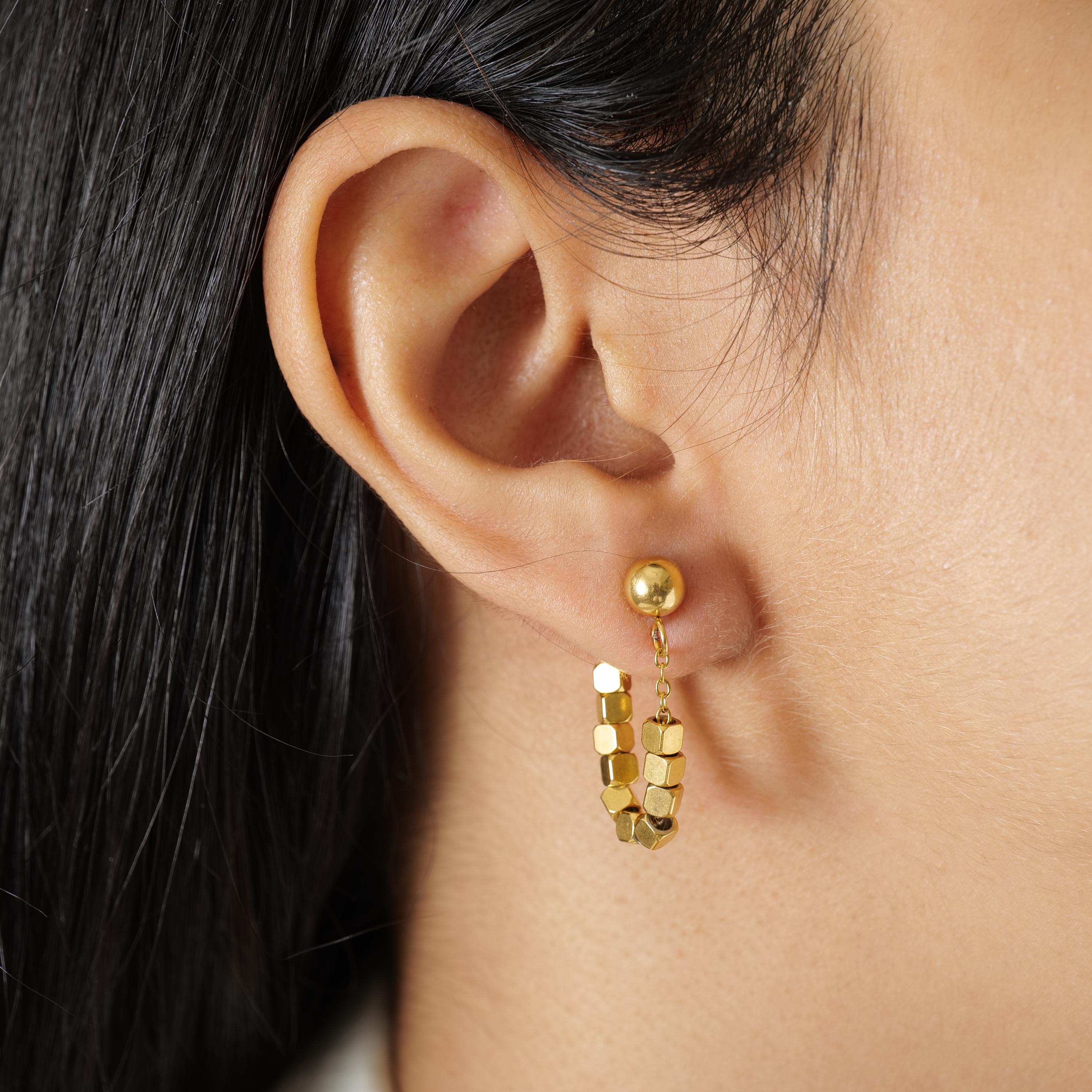 18k Gold Plated Square Dangle Earrings