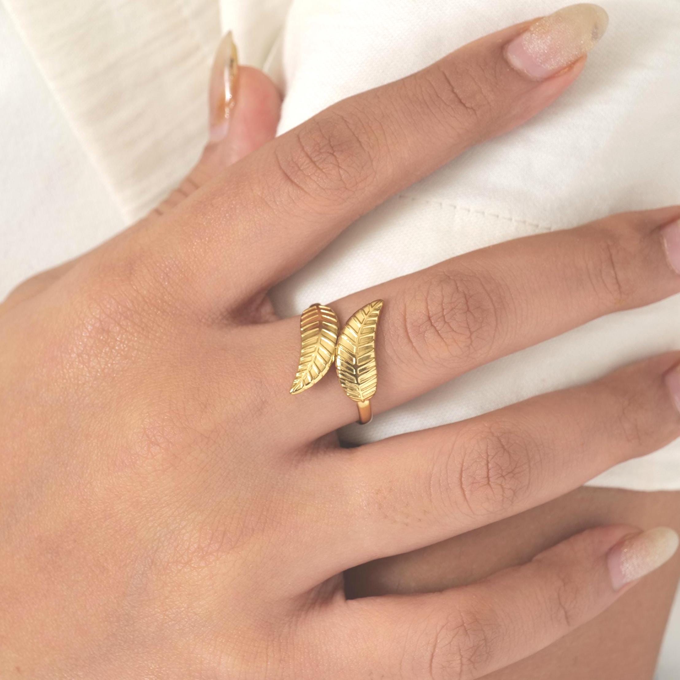 Gold Plated Leaf Wrap Ring