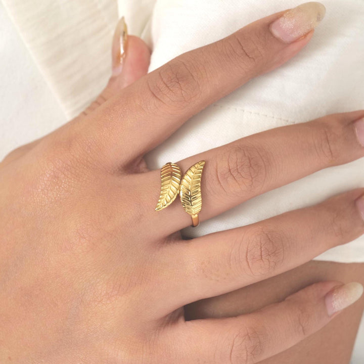 Gold Plated Leaf Wrap Ring