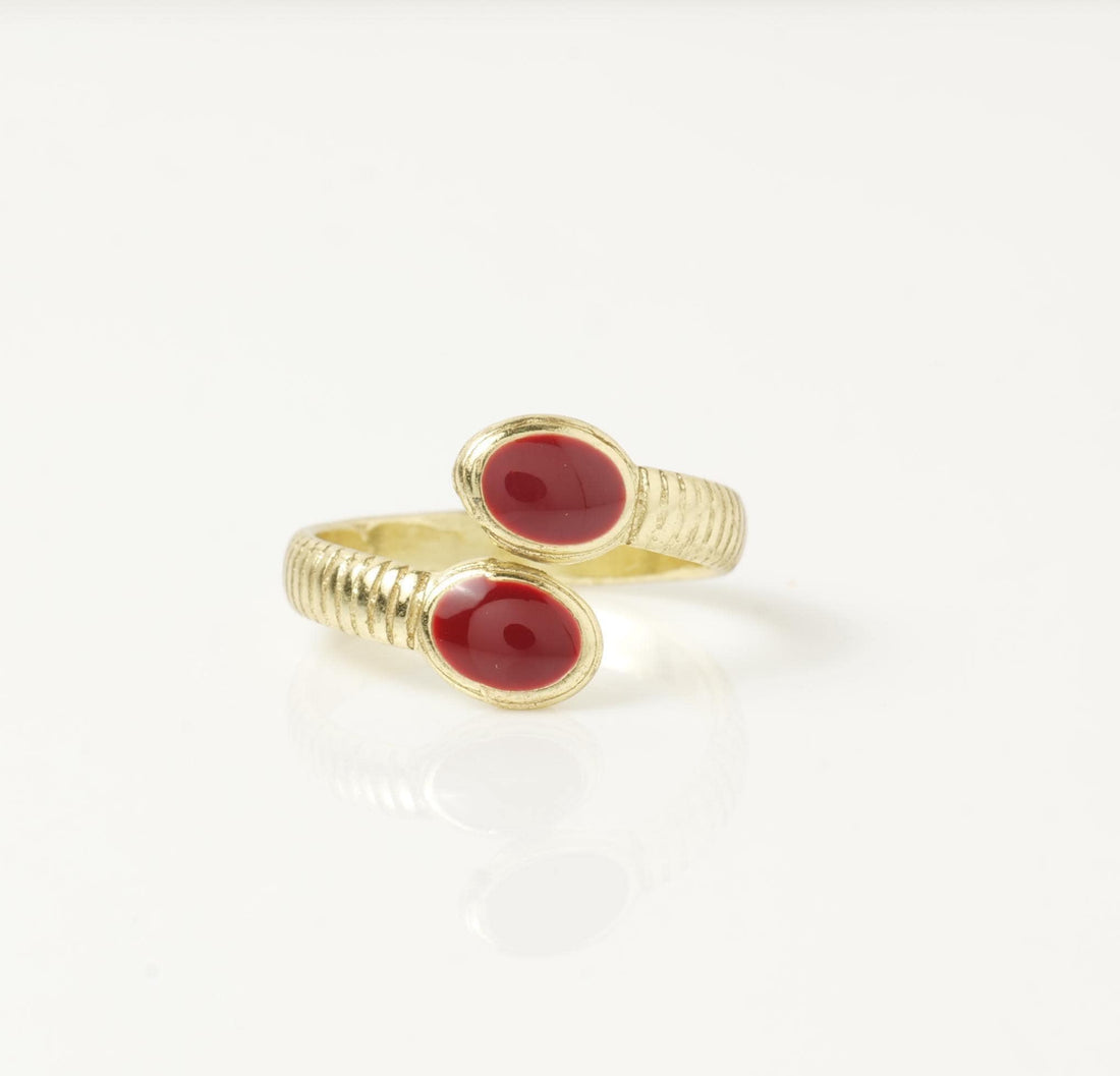 Gold Plated Stone Open Band Ring