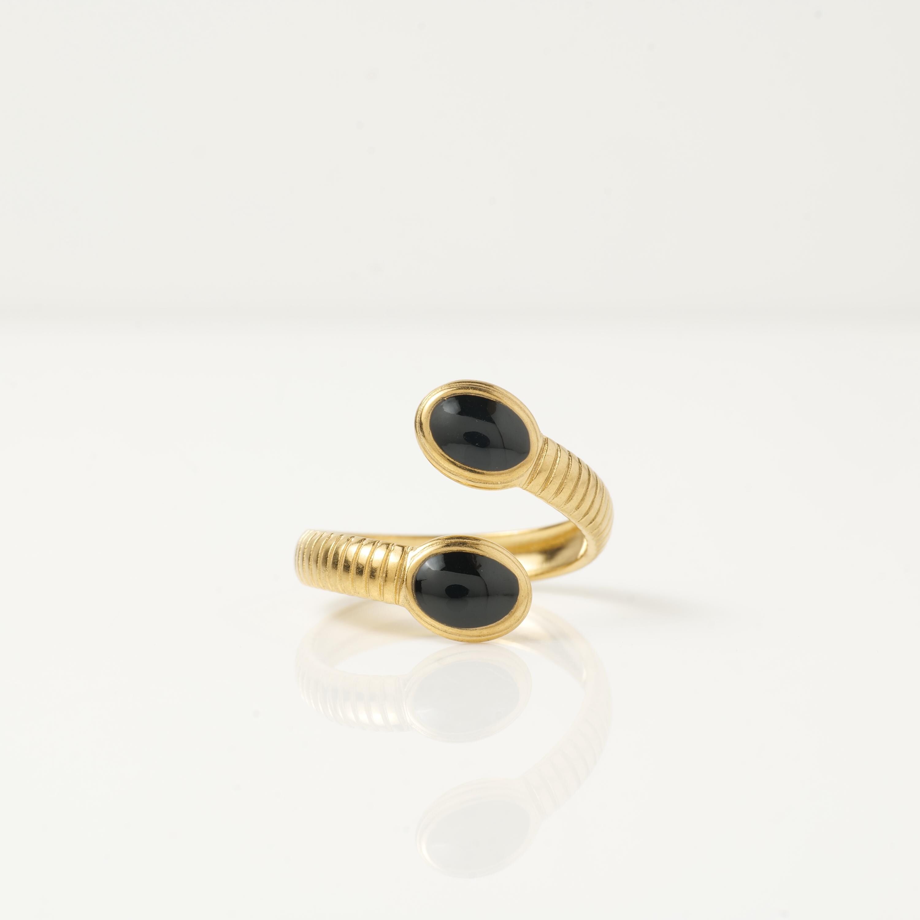 Gold Plated Stone Open Band Ring