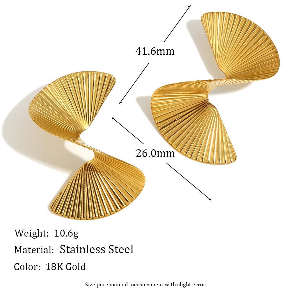 Gold Folded Fan Earrings