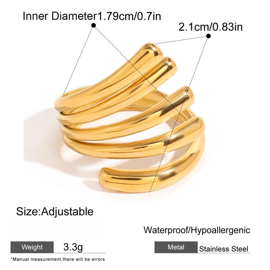 Gold Plated Spiral Wrap Ring