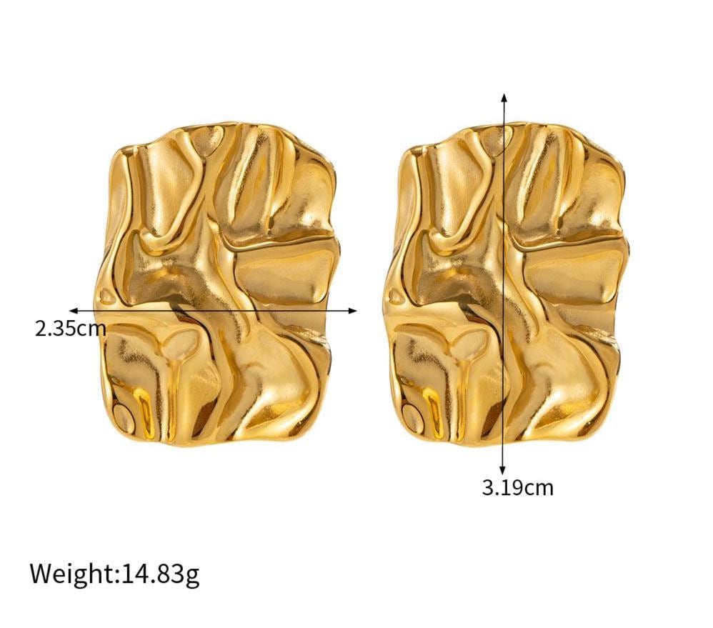 Wavy Textured Gold Stud Earrings