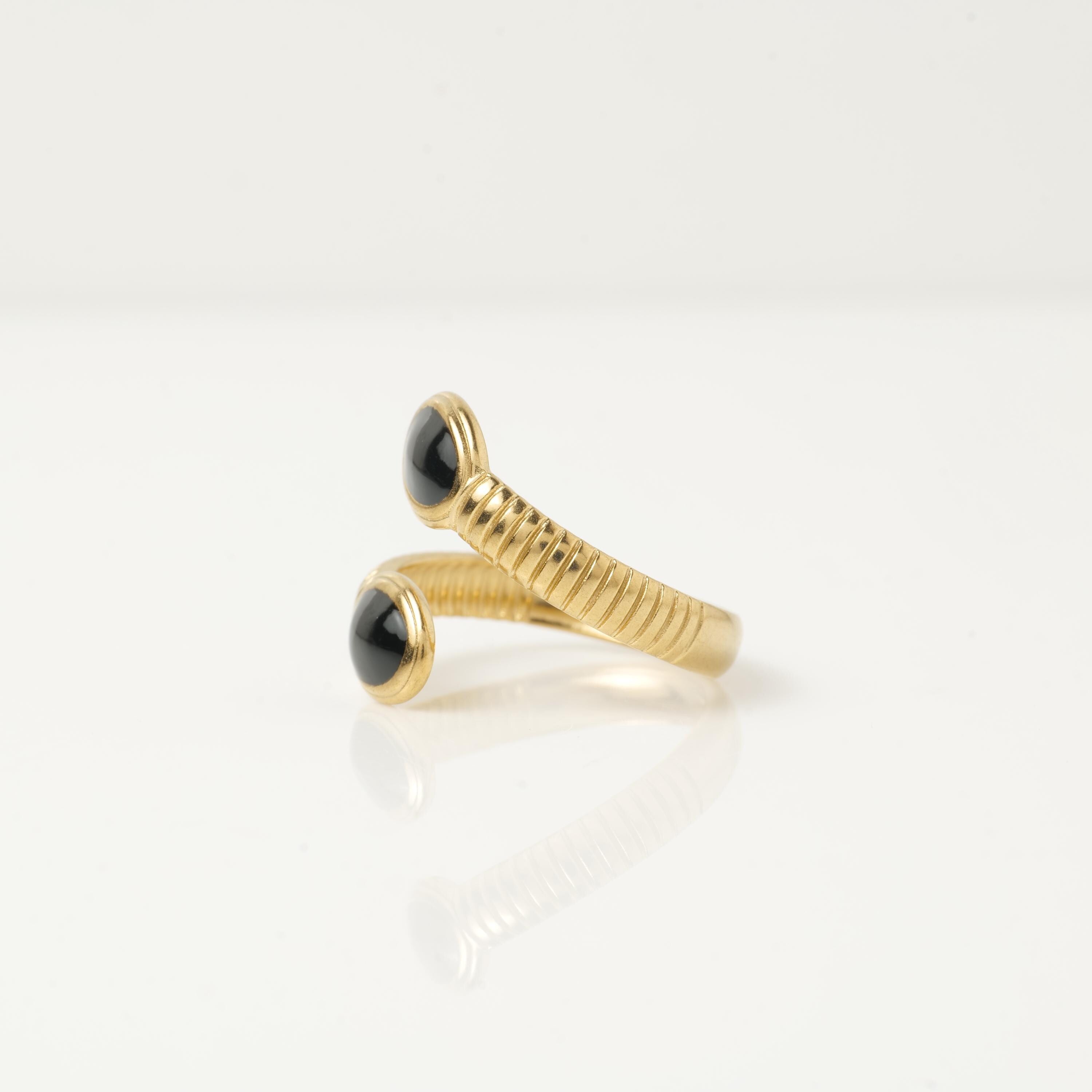 Gold Plated Stone Open Band Ring