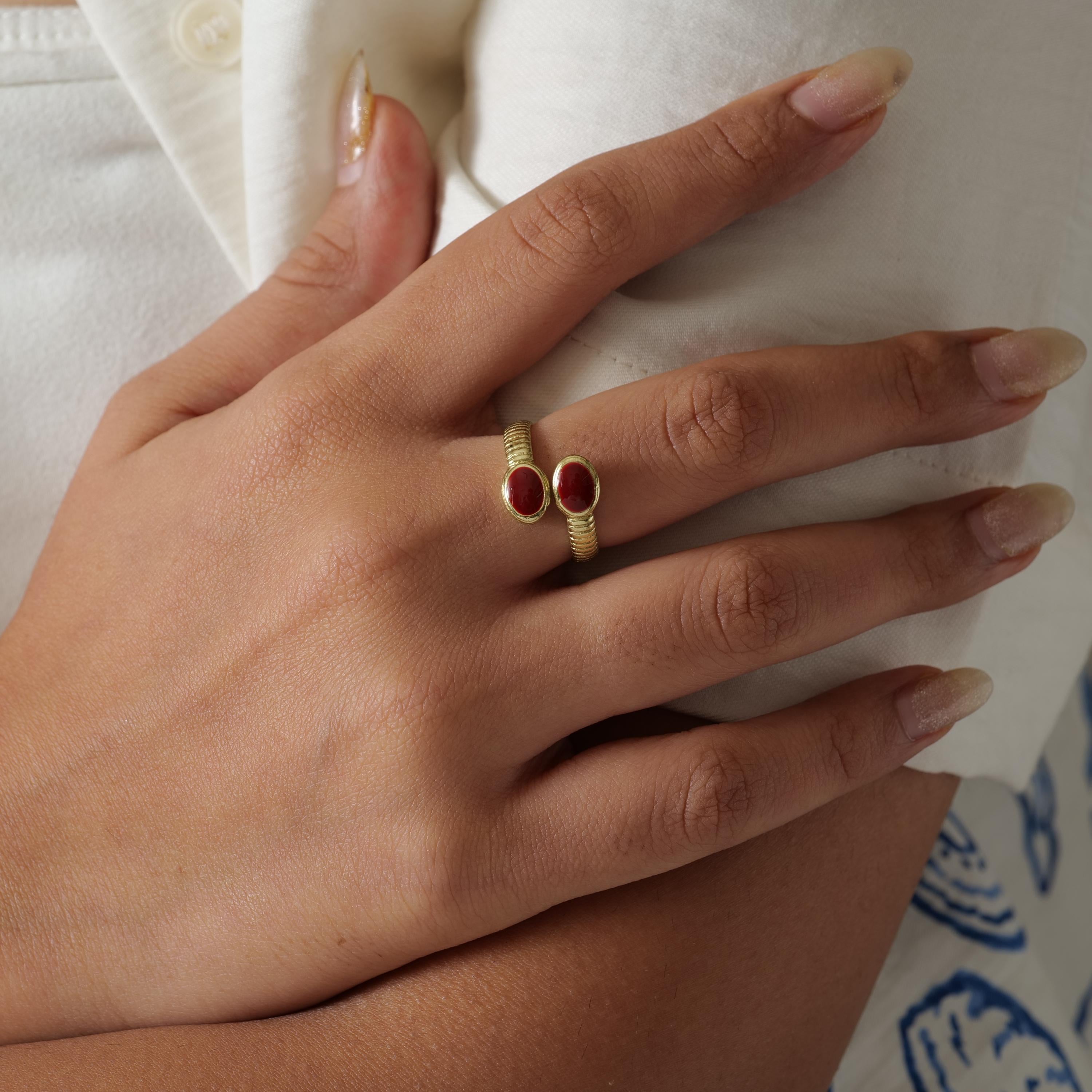 Gold Plated Stone Open Band Ring
