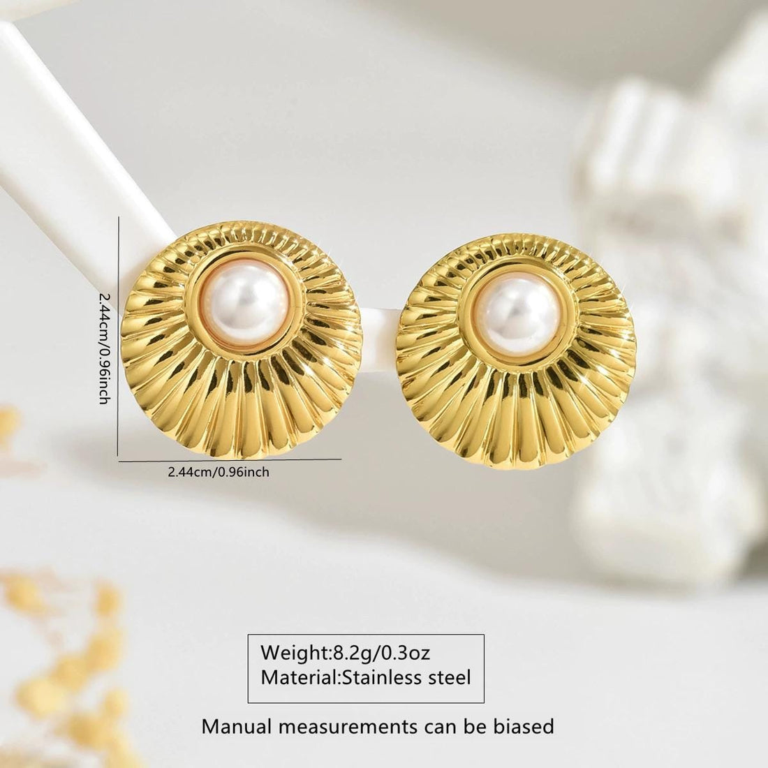 Gold Pearl Stud Earrings