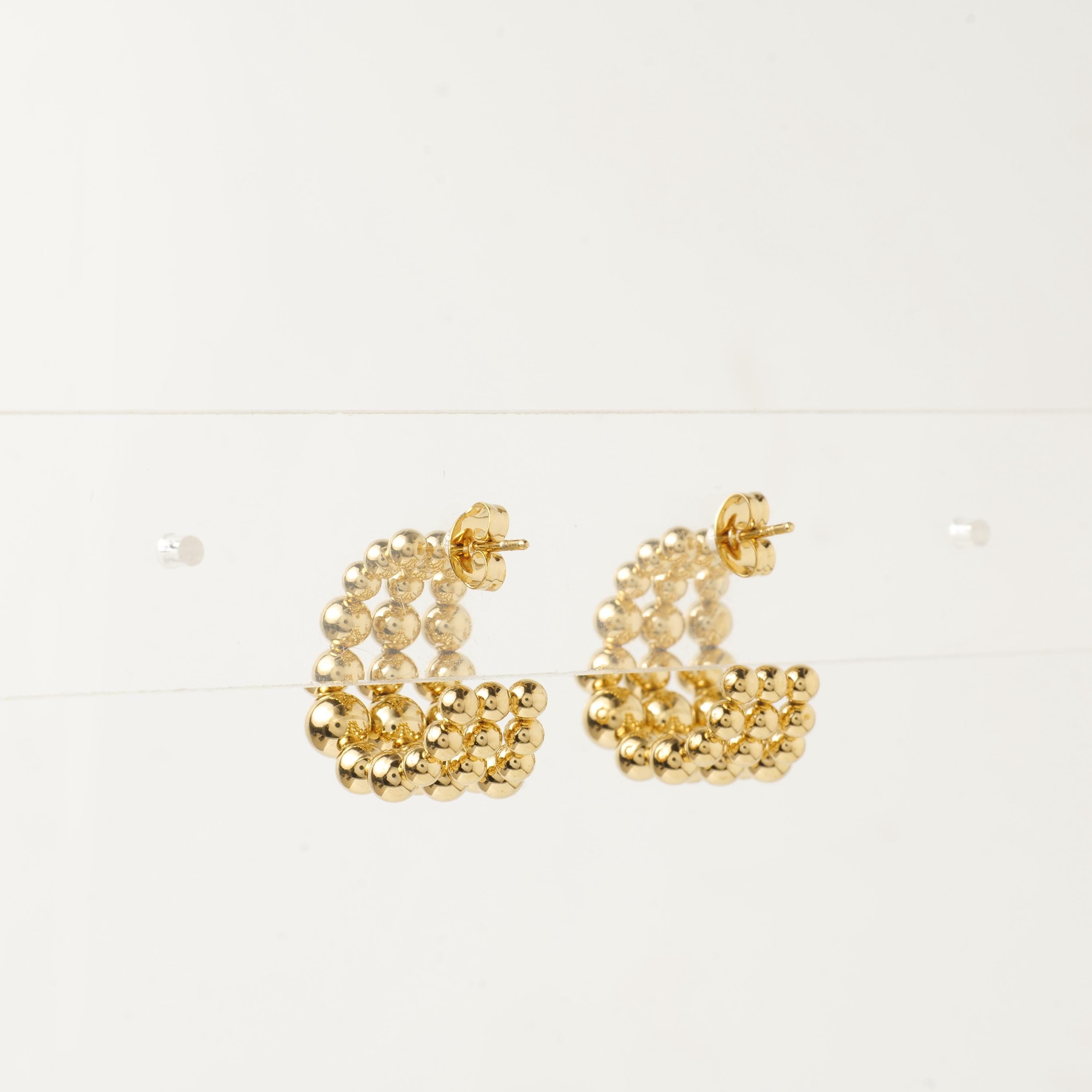 18K Gold Plated Beaded Hoop Earrings