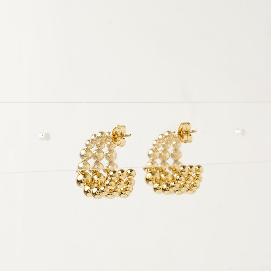 18K Gold Plated Beaded Hoop Earrings