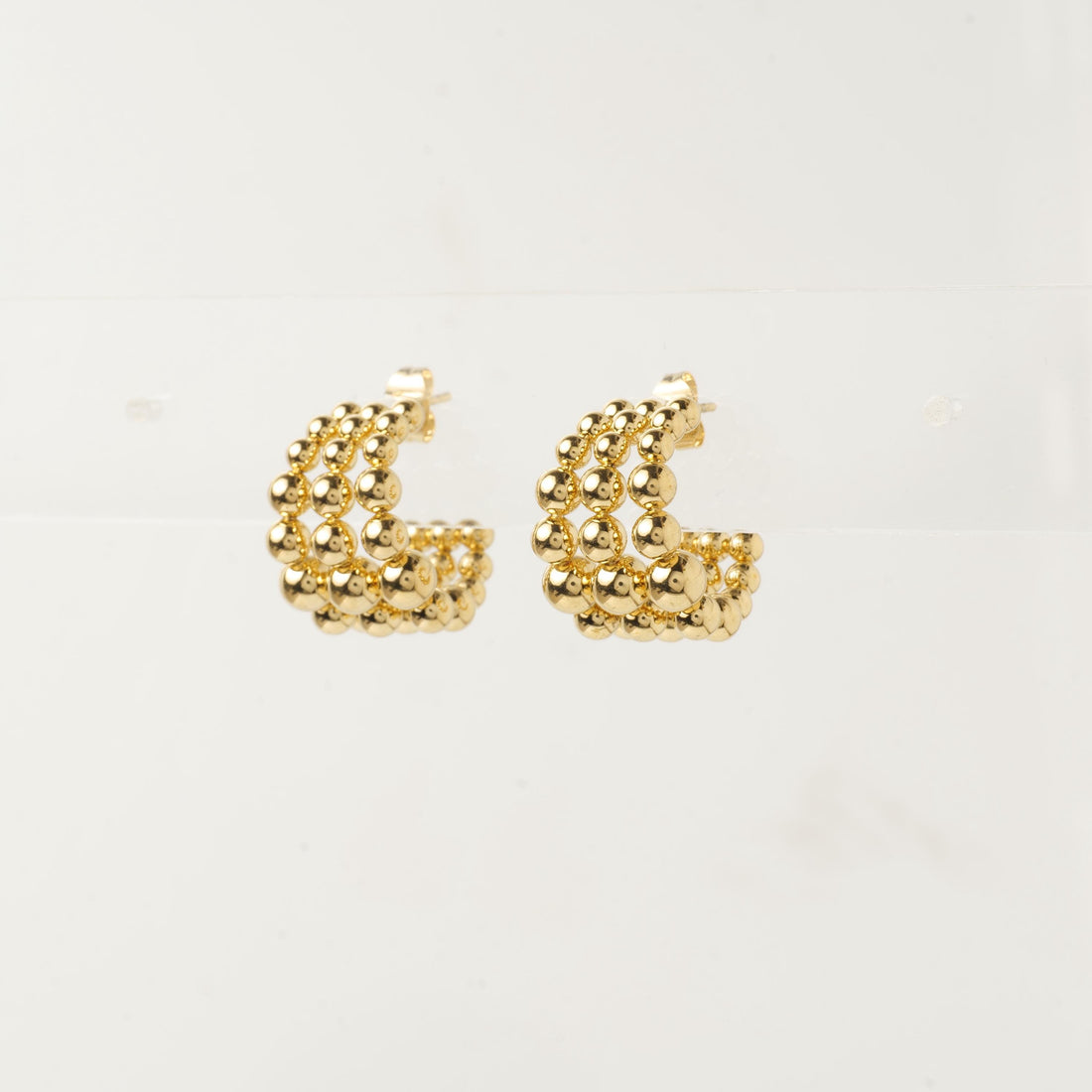 18K Gold Plated Beaded Hoop Earrings