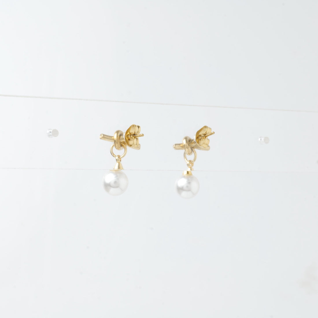 18K Gold Plated Knot Pearl Drop Earrings