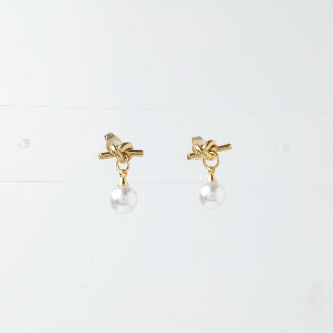 18K Gold Plated Knot Pearl Drop Earrings