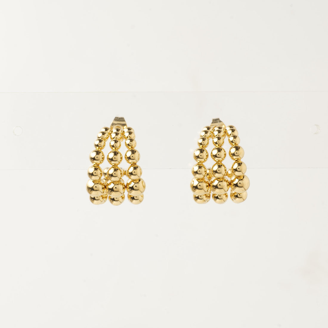 18K Gold Plated Beaded Hoop Earrings