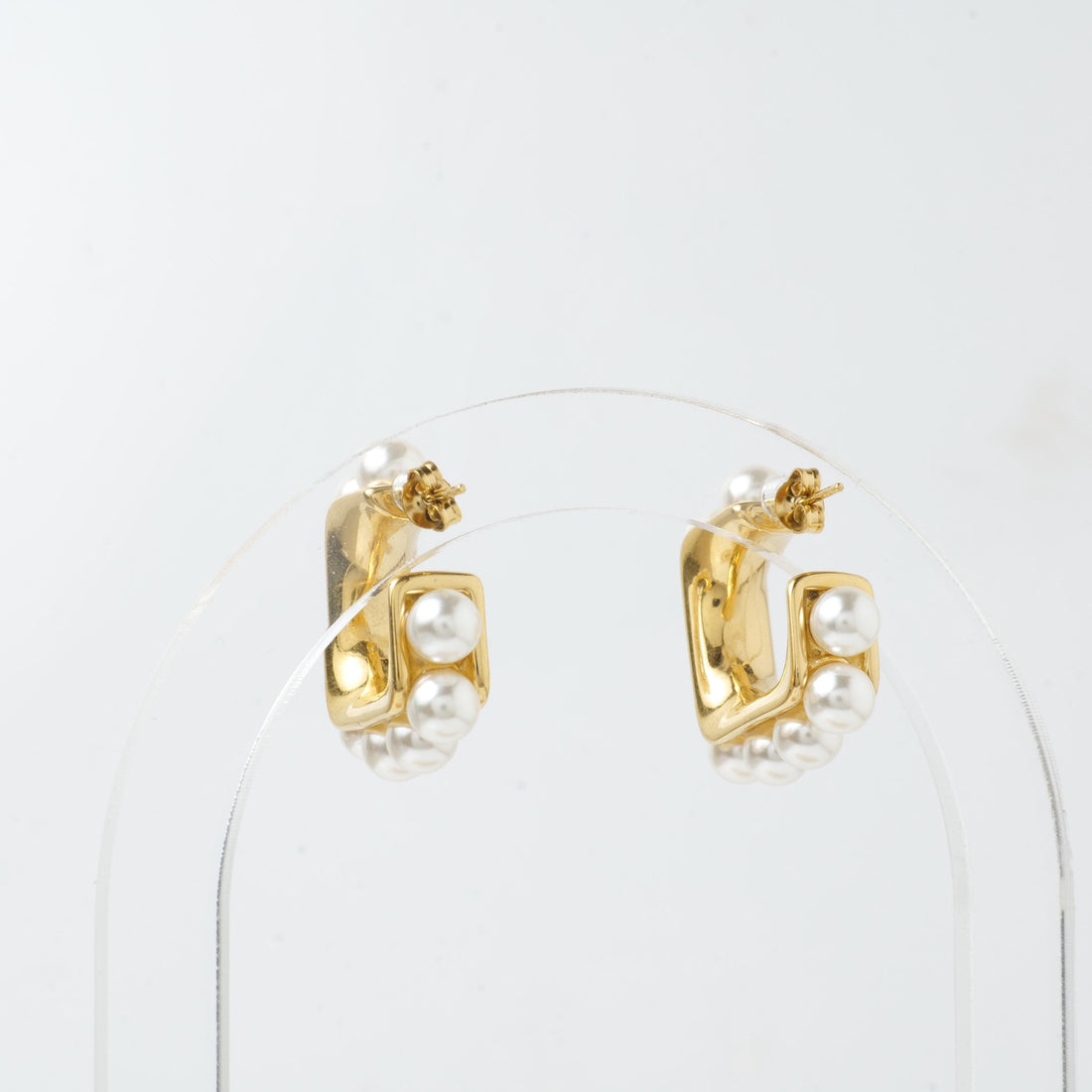 18K Gold Plated Pearl Hoop Earrings
