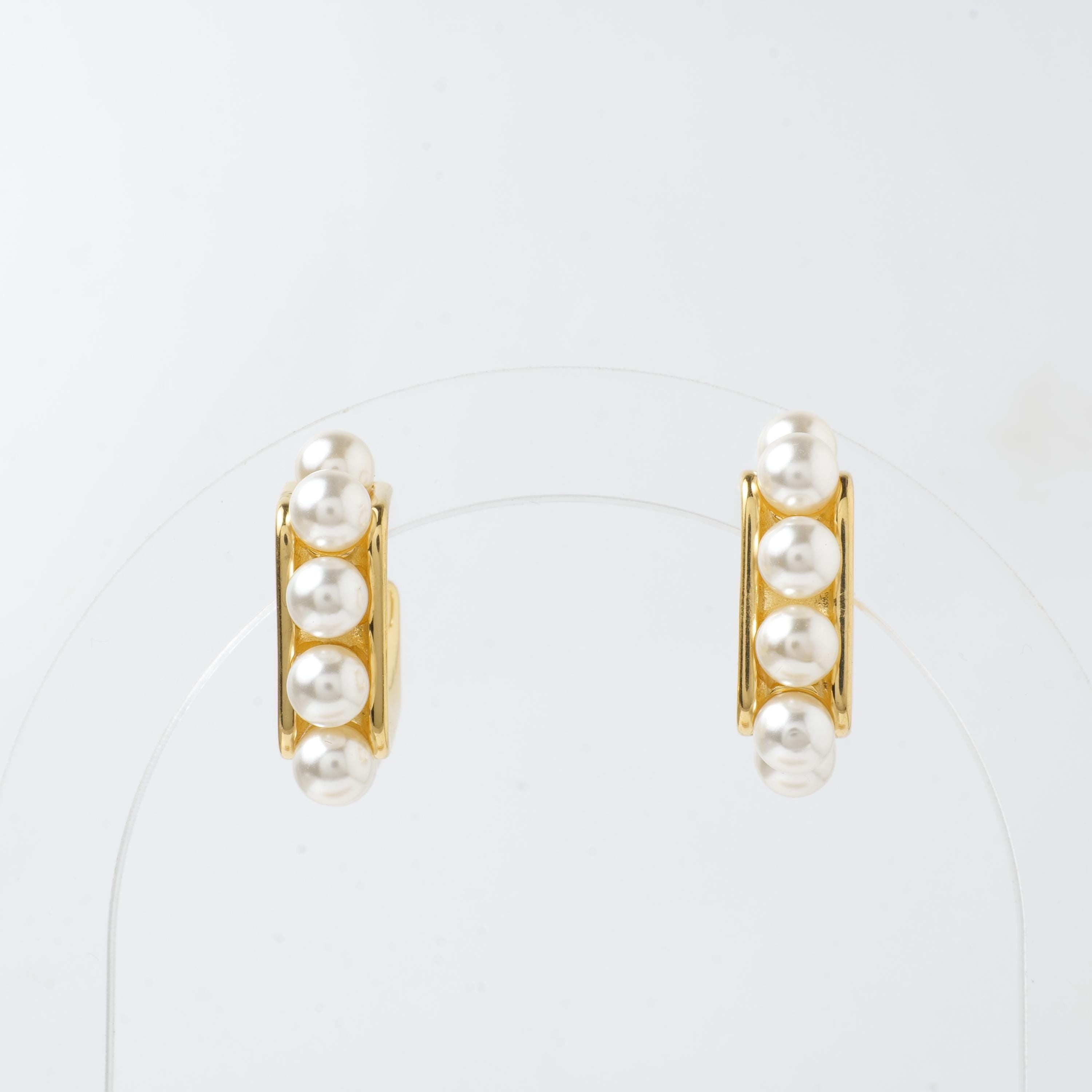 18K Gold Plated Pearl Hoop Earrings