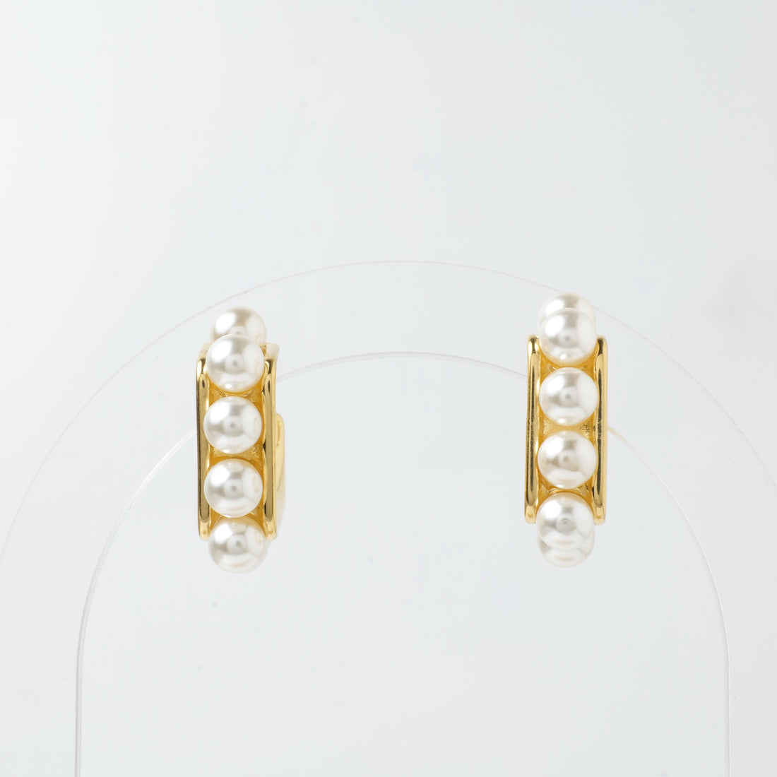 18K Gold Plated Pearl Hoop Earrings