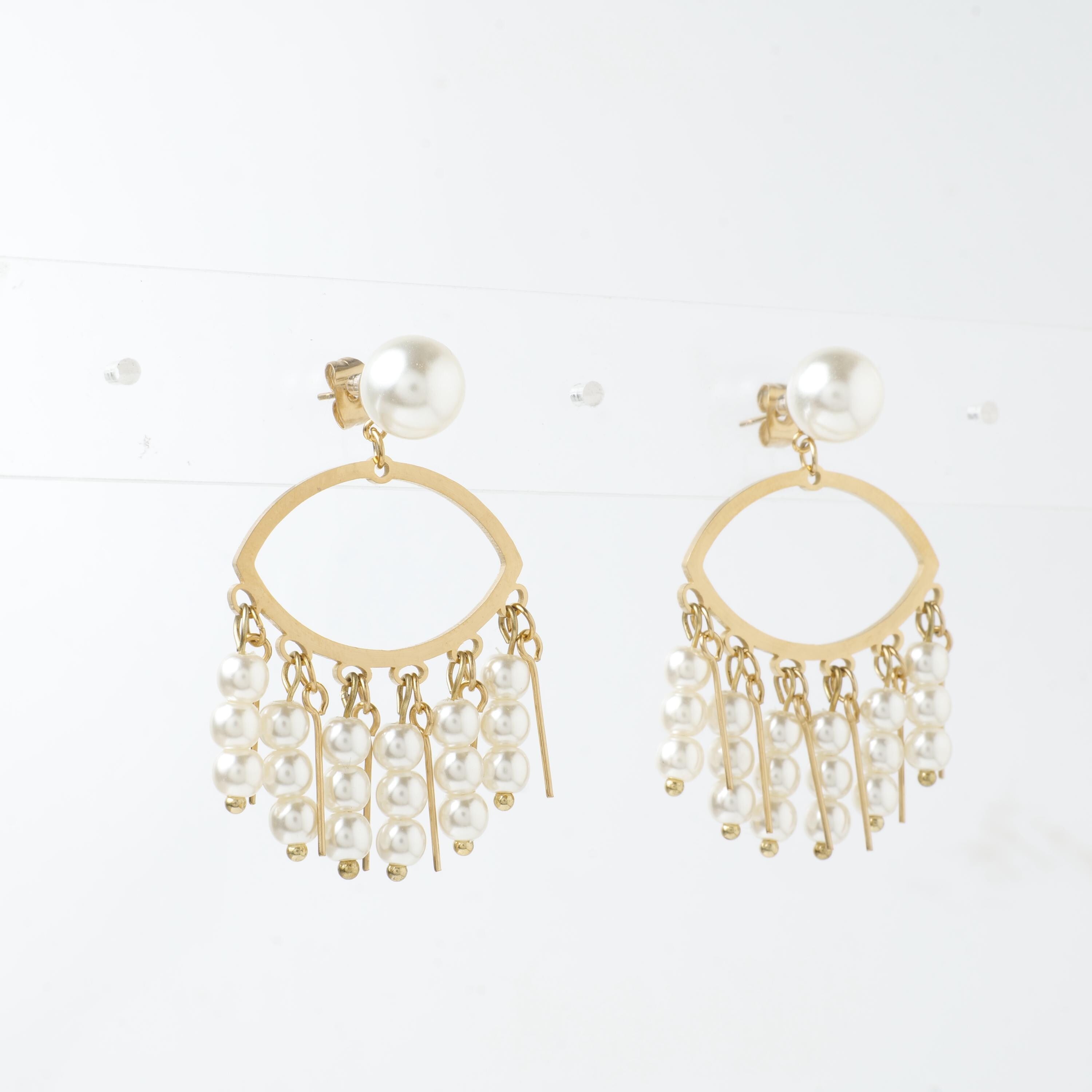 18K Gold Plated Pearl Fringe Earrings