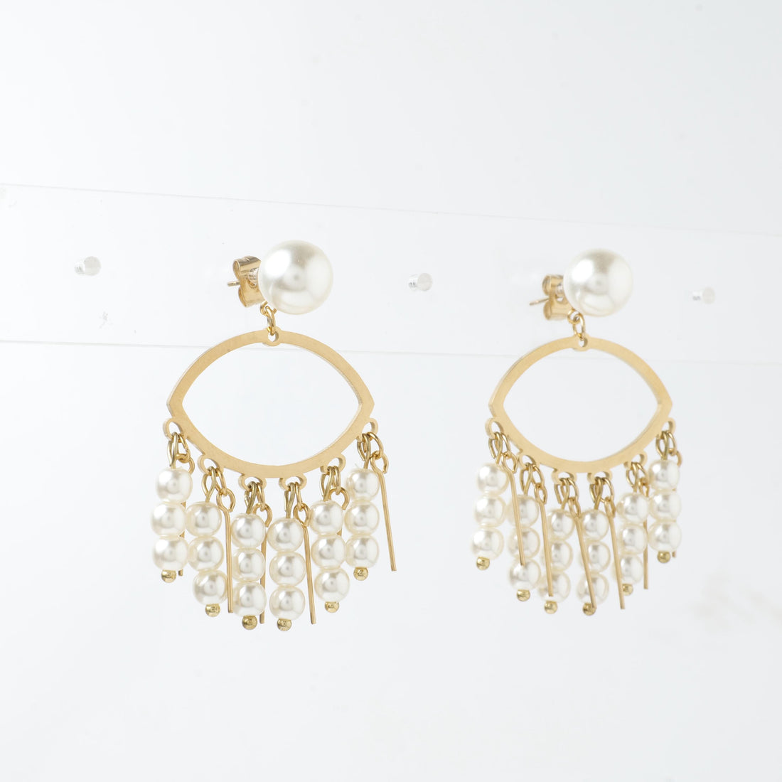 18K Gold Plated Pearl Fringe Earrings