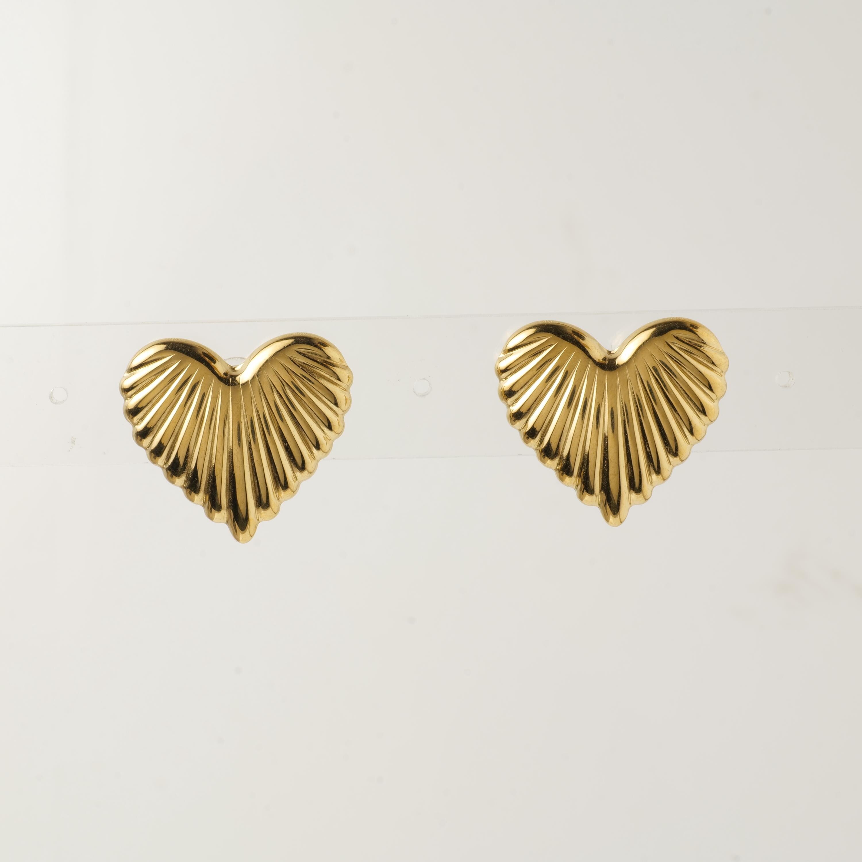 18K Gold Plated Heart Stud Earrings