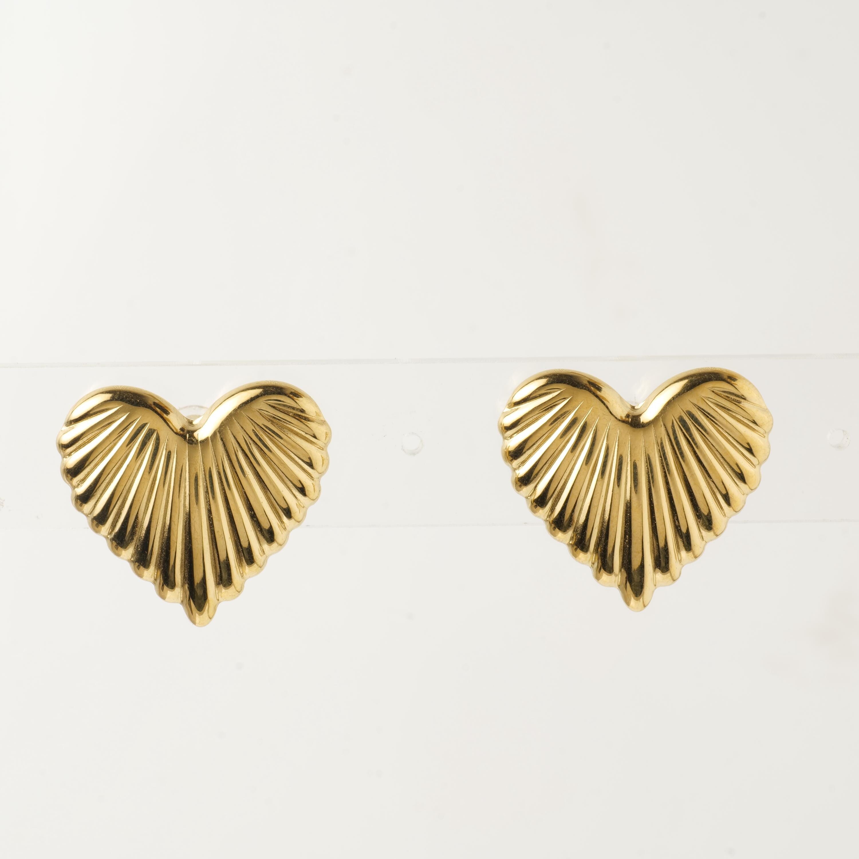 18K Gold Plated Heart Stud Earrings