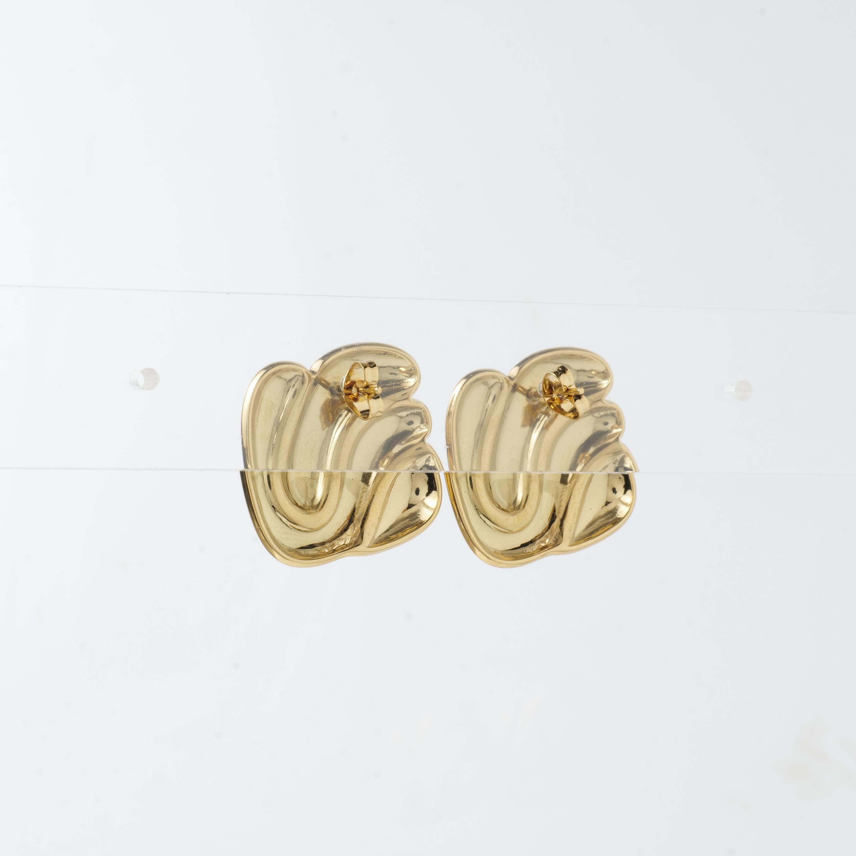 18K Gold Plated Sculpted Stud Earrings