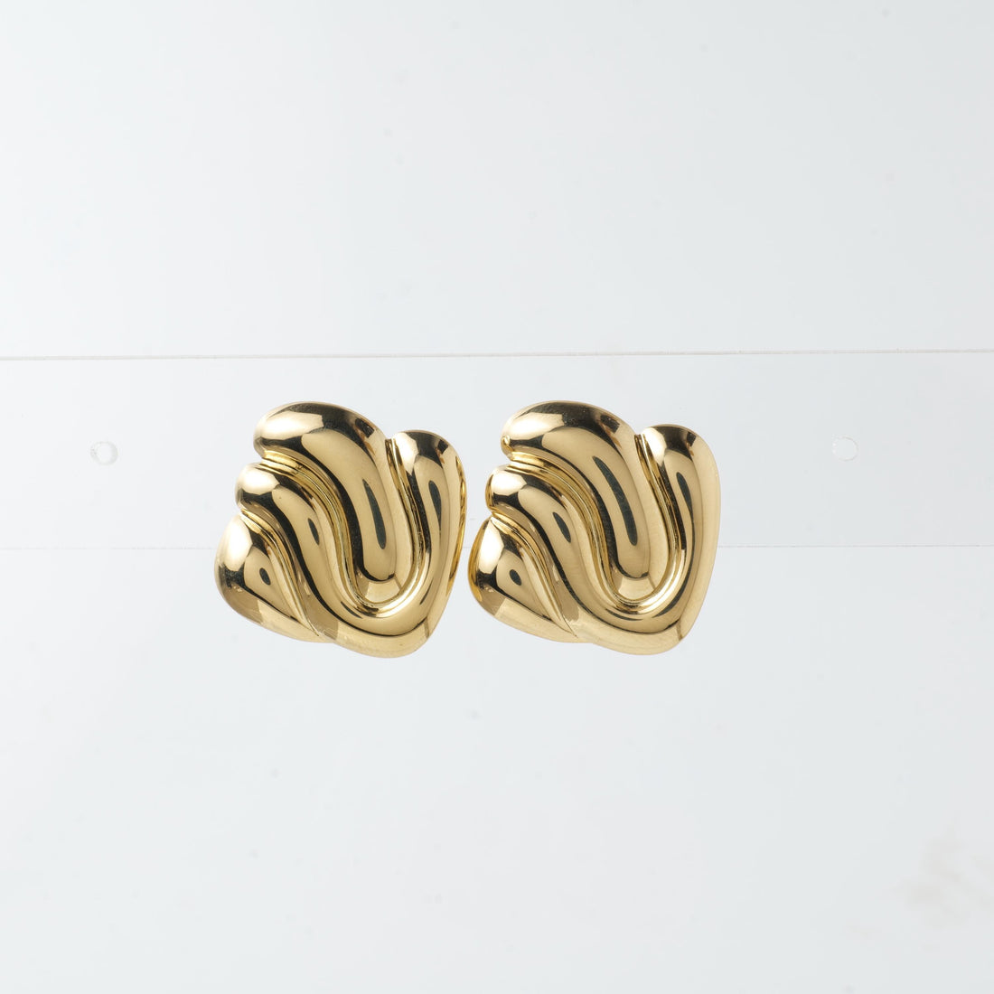 18K Gold Plated Sculpted Stud Earrings