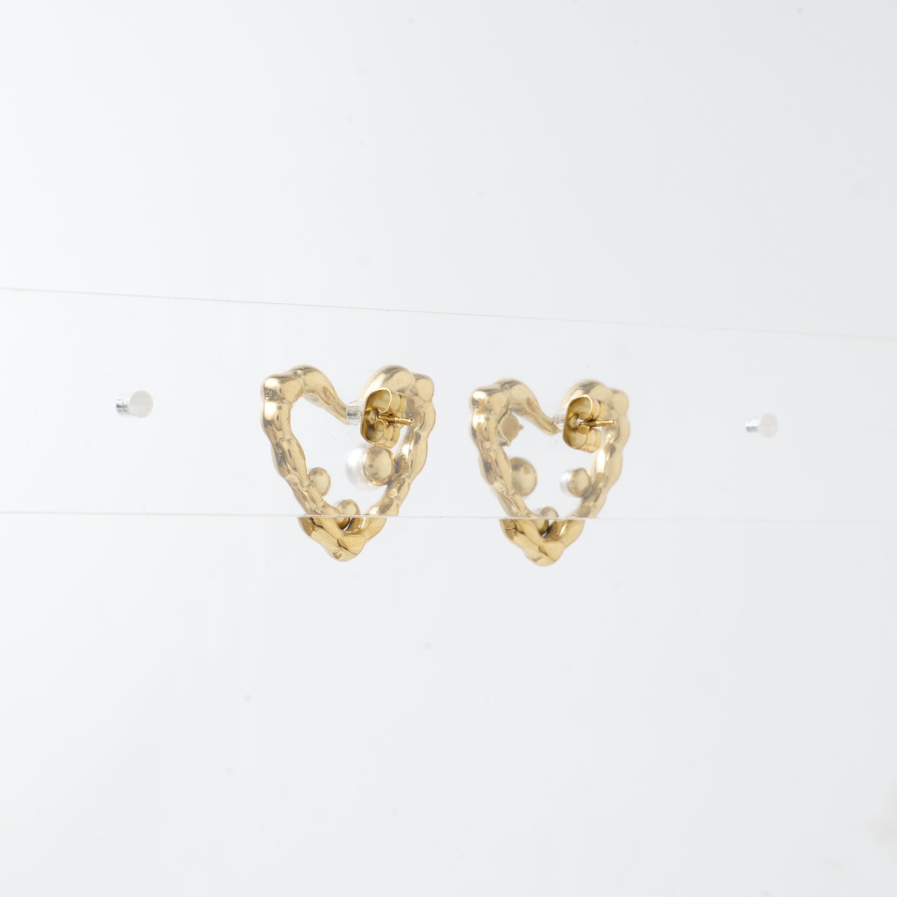 18K Gold Plated Heart Stud Earrings