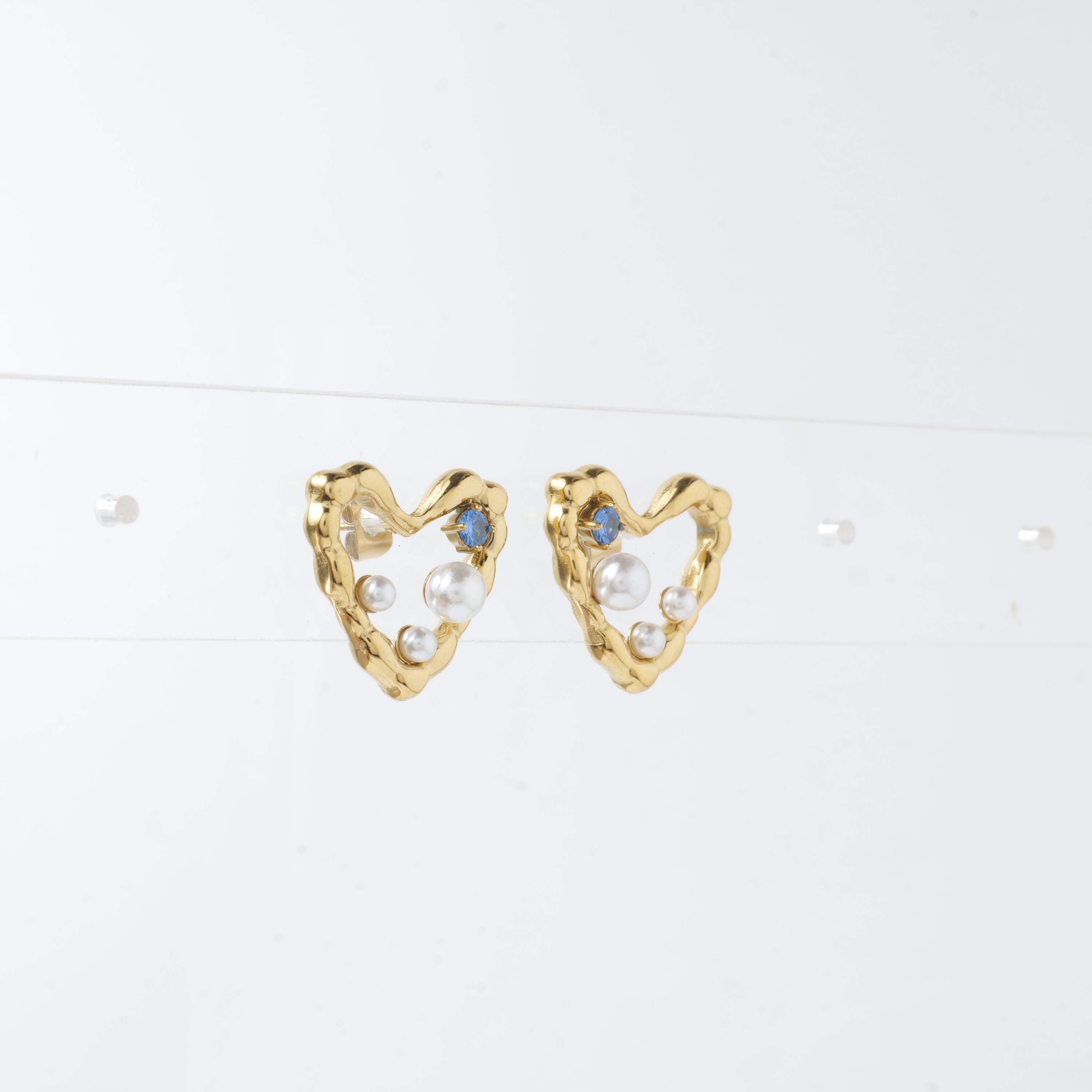 18K Gold Plated Heart Stud Earrings