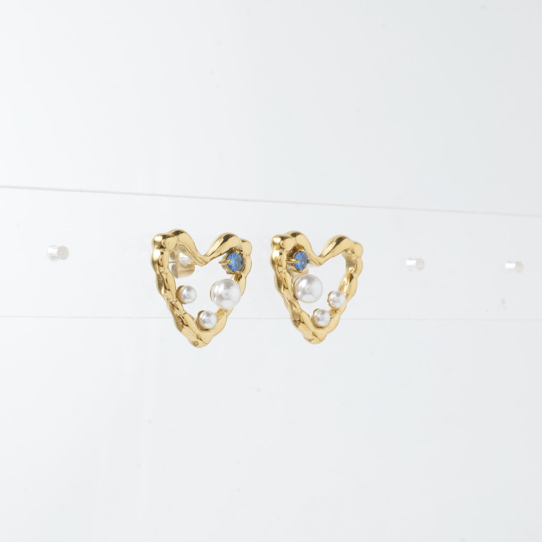 18K Gold Plated Heart Stud Earrings