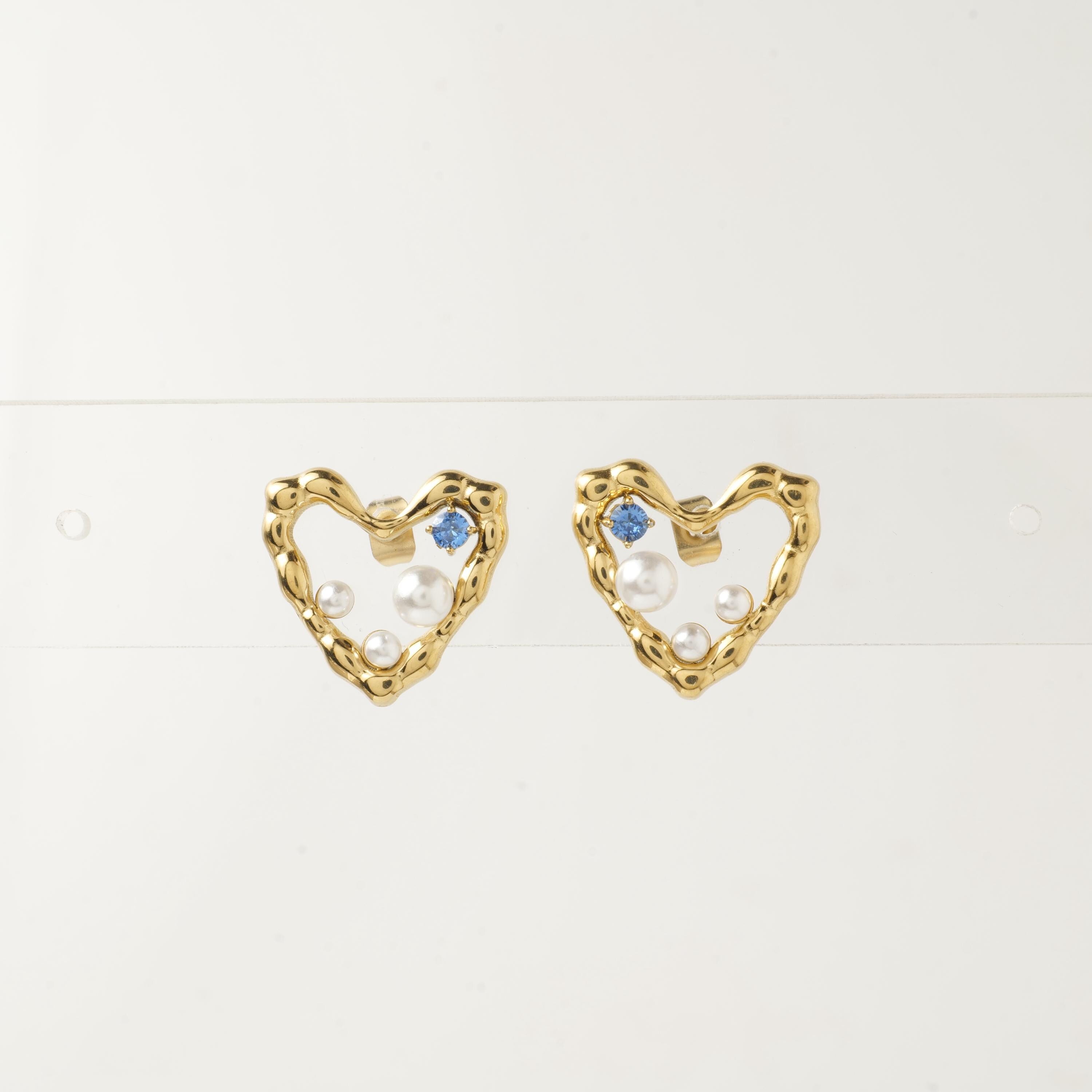 18K Gold Plated Heart Stud Earrings