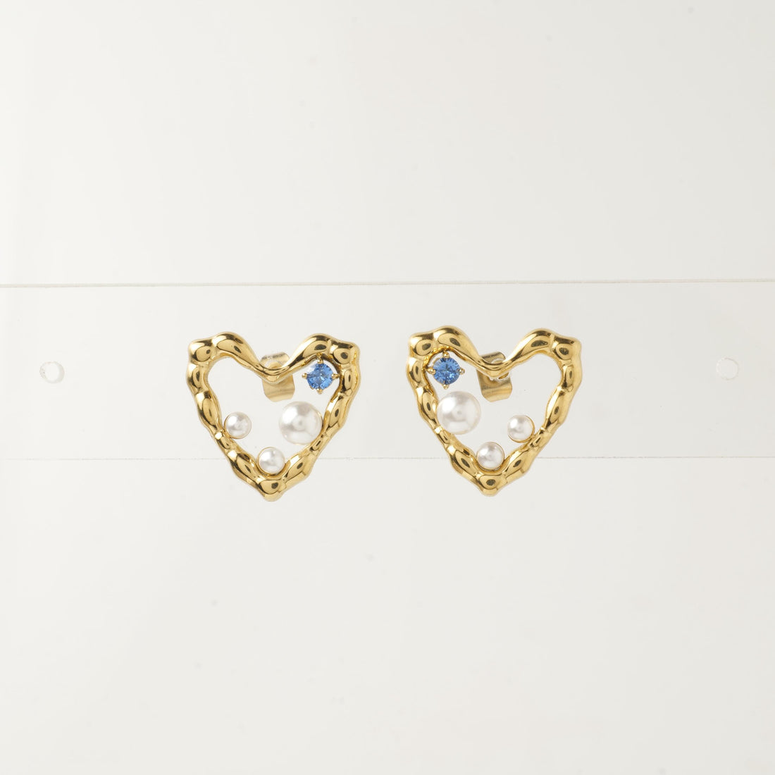 18K Gold Plated Heart Stud Earrings