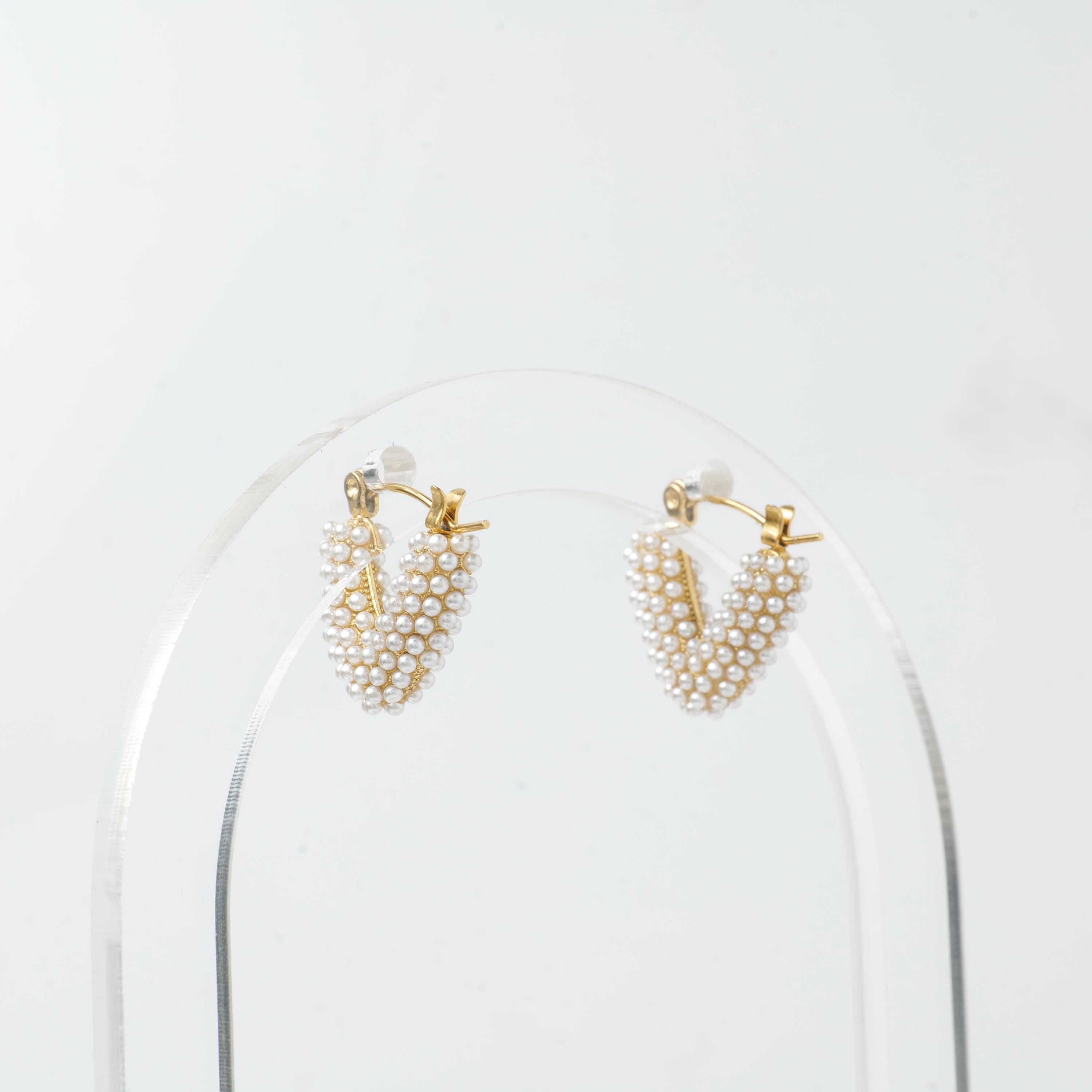 18K Gold Plated Pearl Hoop Earrings