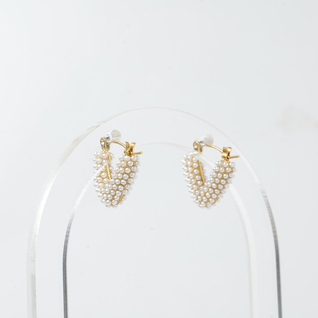 18K Gold Plated Pearl Hoop Earrings
