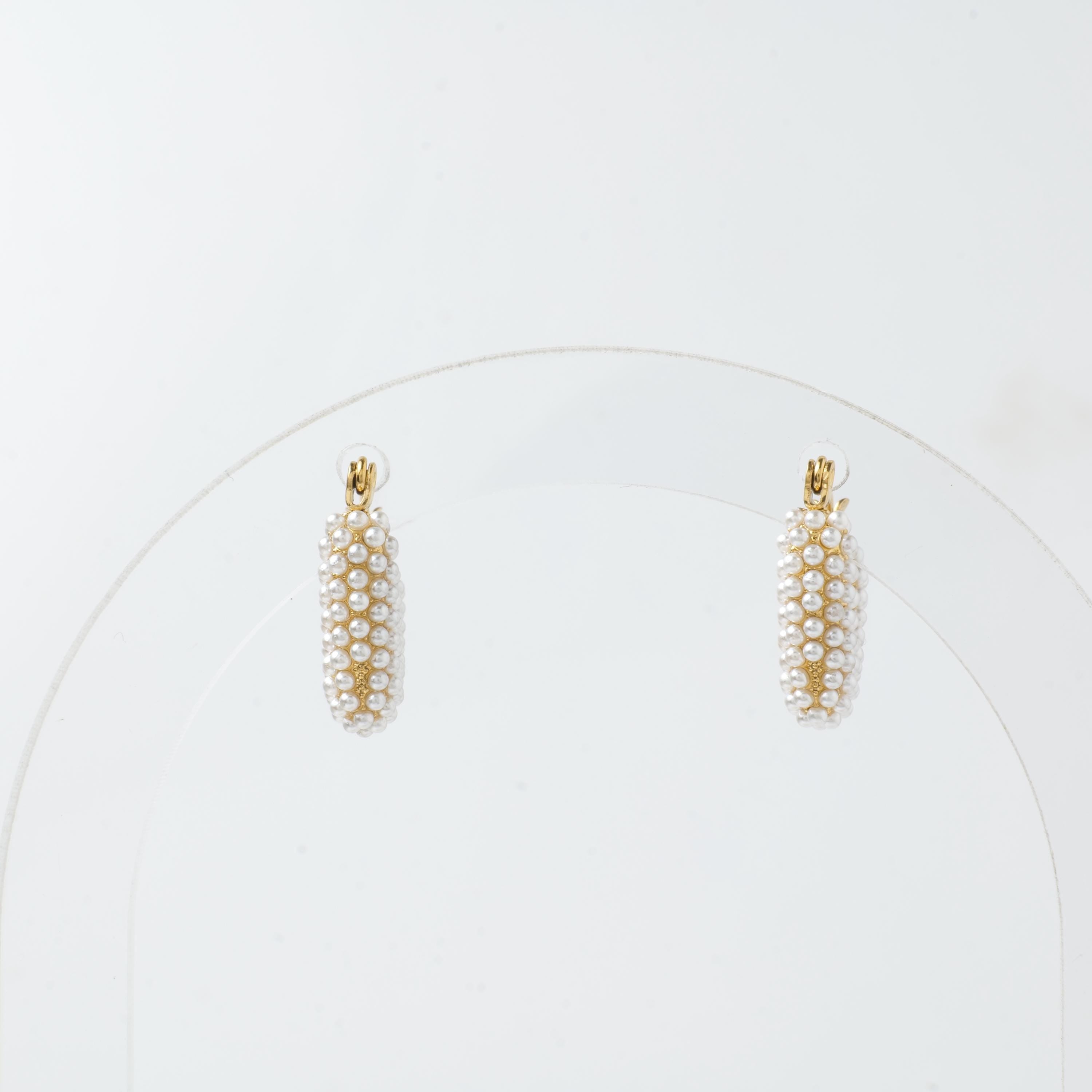 18K Gold Plated Pearl Hoop Earrings