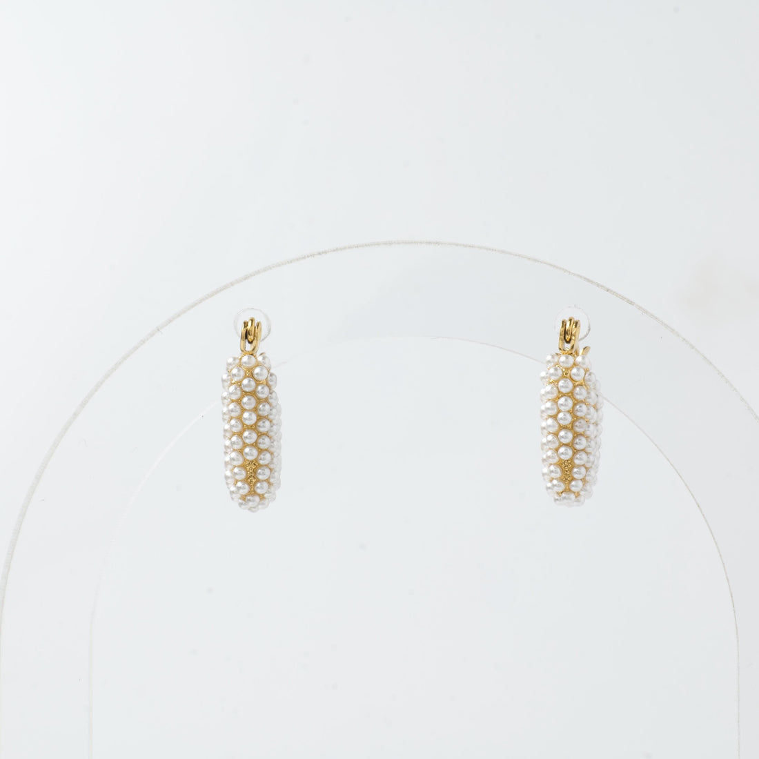 18K Gold Plated Pearl Hoop Earrings