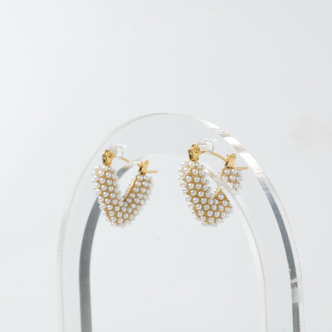 18K Gold Plated Pearl Hoop Earrings