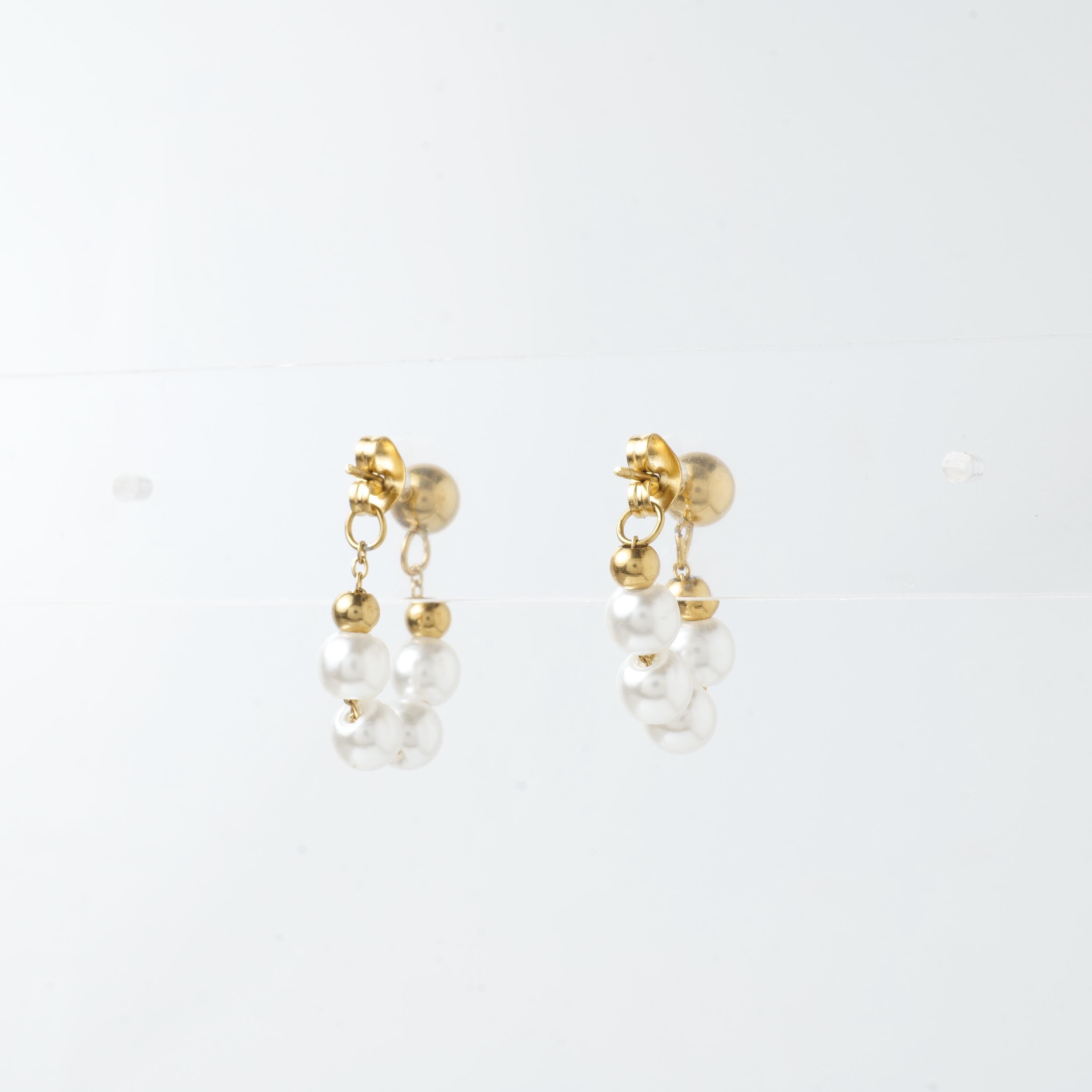 18K Gold Plated Pearl Huggie Earrings