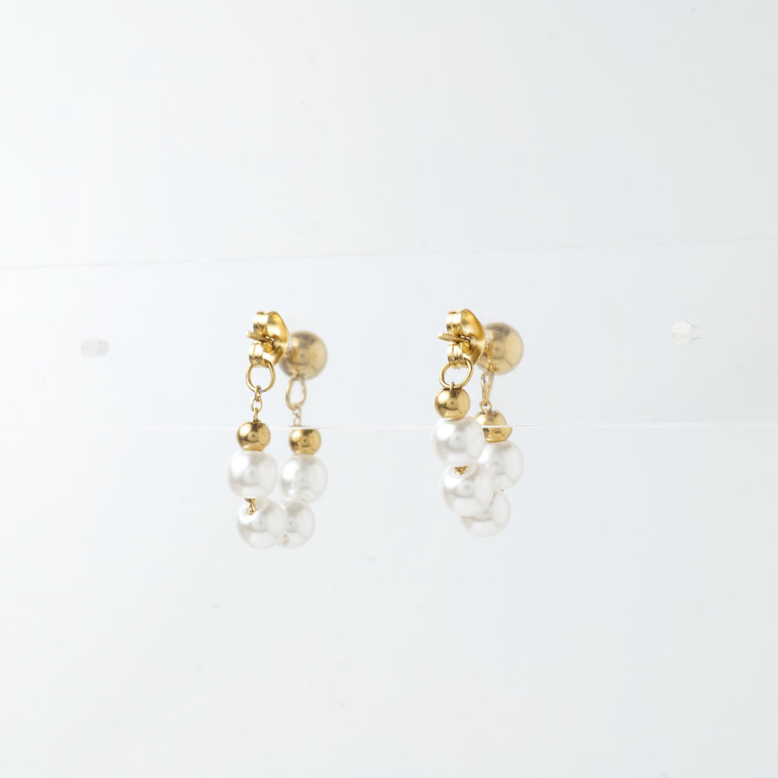 18K Gold Plated Pearl Huggie Earrings