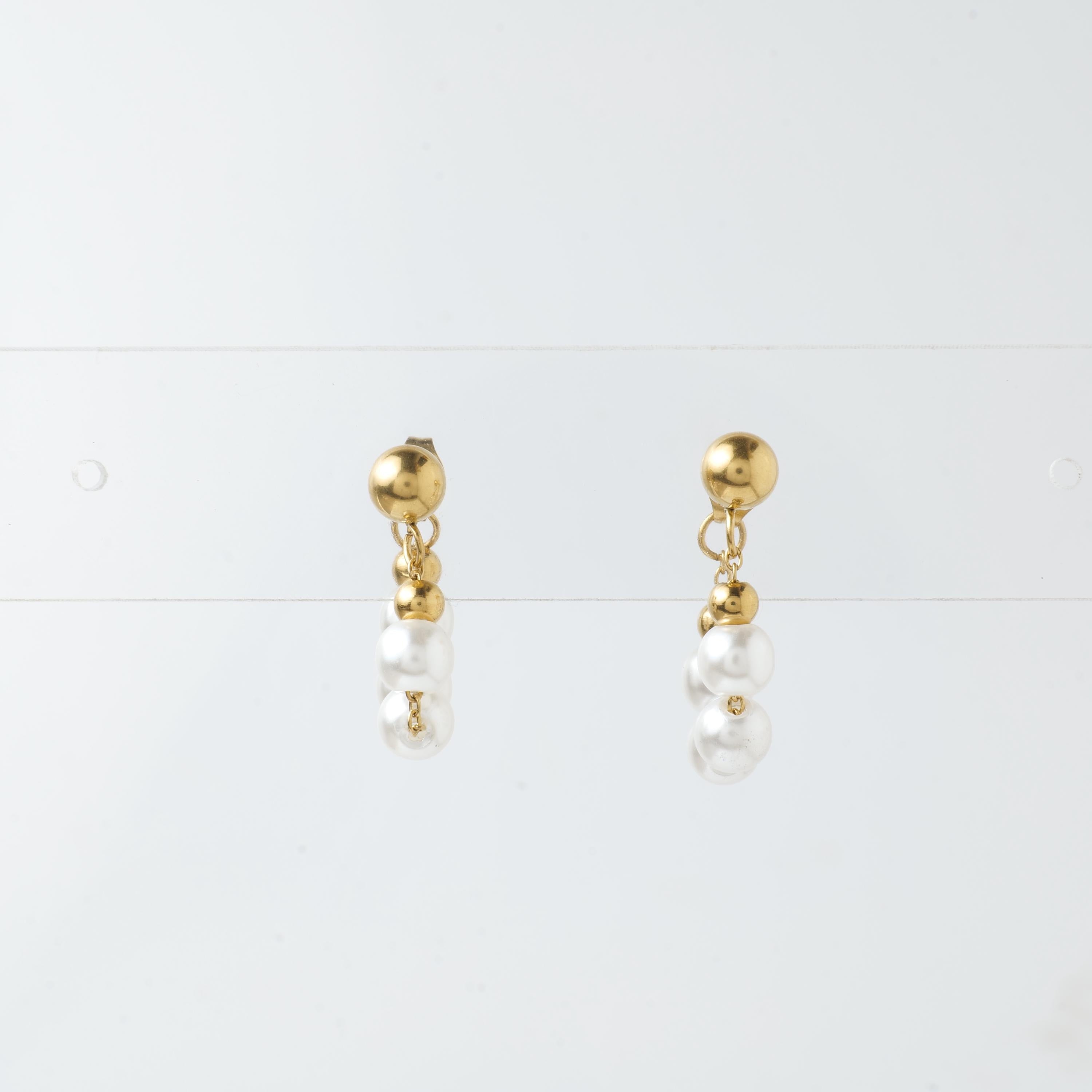 18K Gold Plated Pearl Huggie Earrings