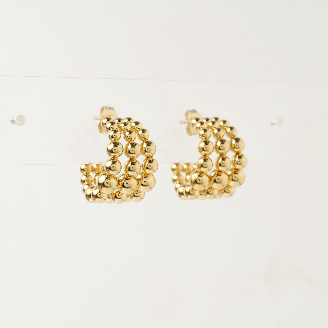 18K Gold Plated Beaded Hoop Earrings