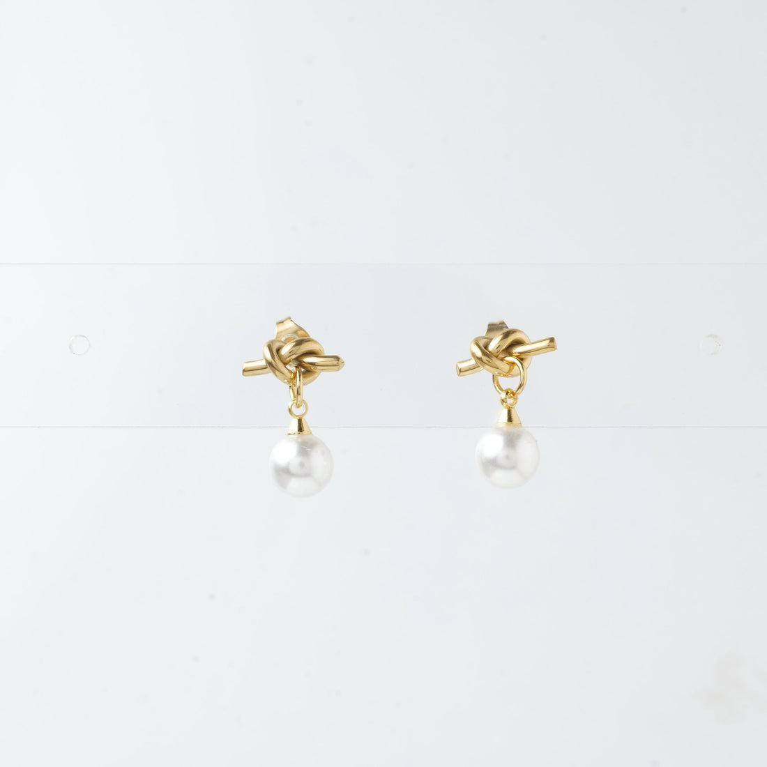 18K Gold Plated Knot Pearl Drop Earrings