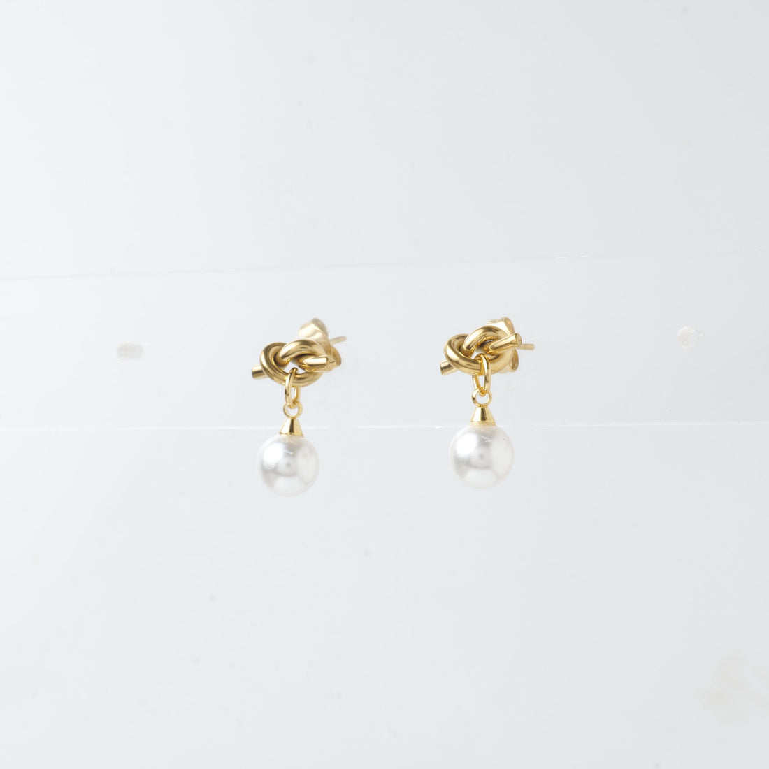 18K Gold Plated Knot Pearl Drop Earrings