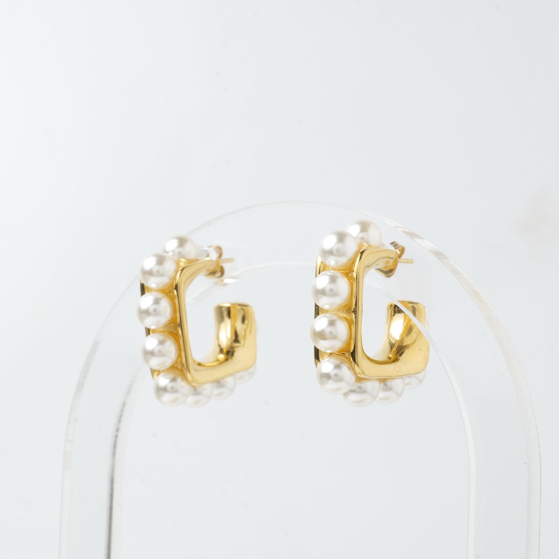 18K Gold Plated Pearl Hoop Earrings