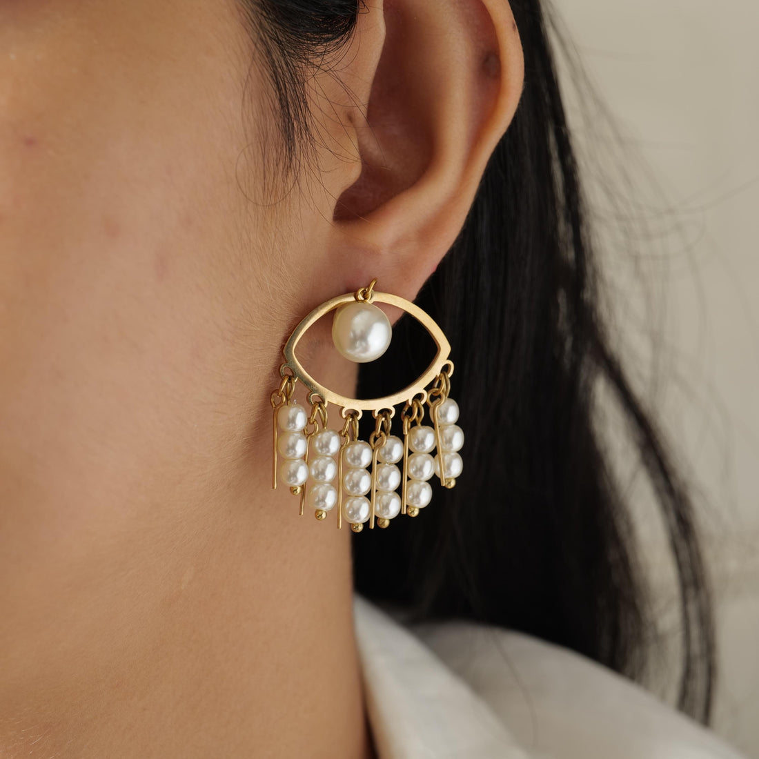 18K Gold Plated Pearl Fringe Earrings