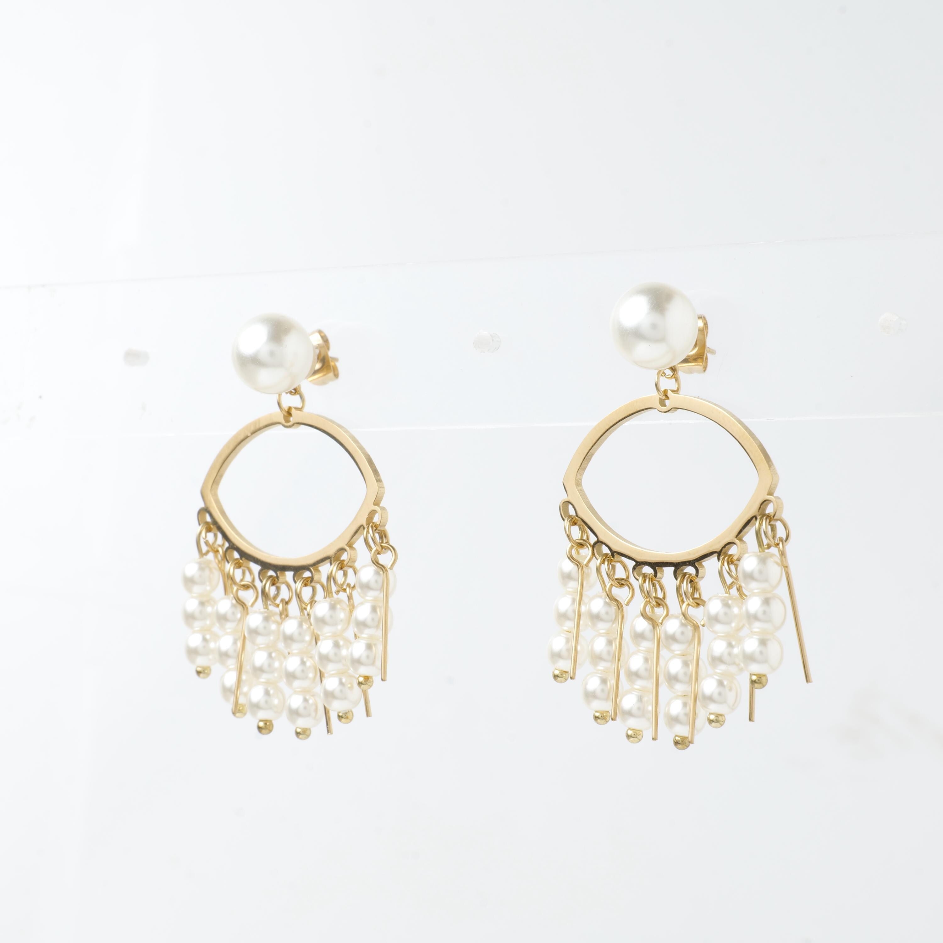 18K Gold Plated Pearl Fringe Earrings