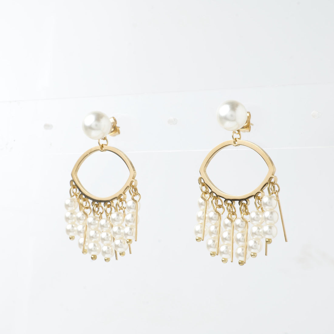18K Gold Plated Pearl Fringe Earrings