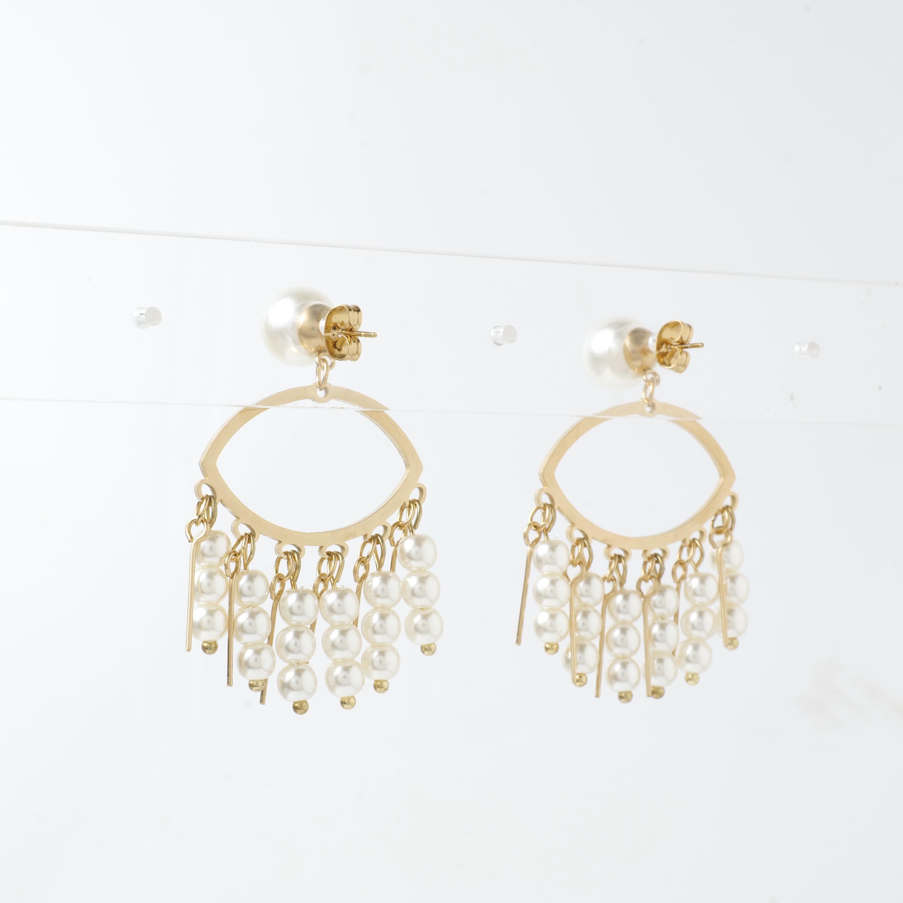 18K Gold Plated Pearl Fringe Earrings