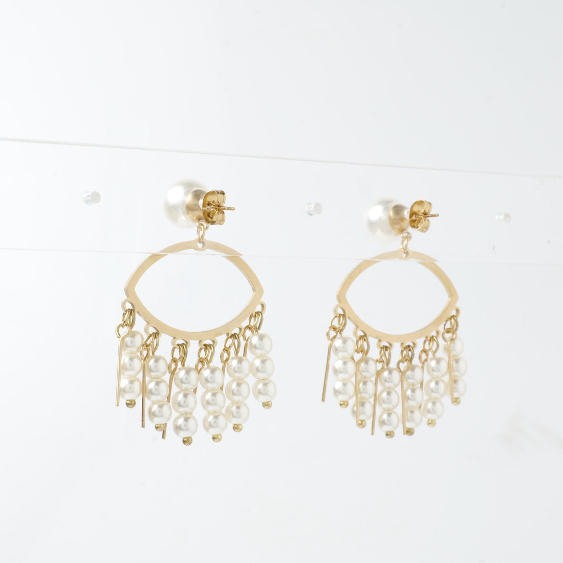 18K Gold Plated Pearl Fringe Earrings