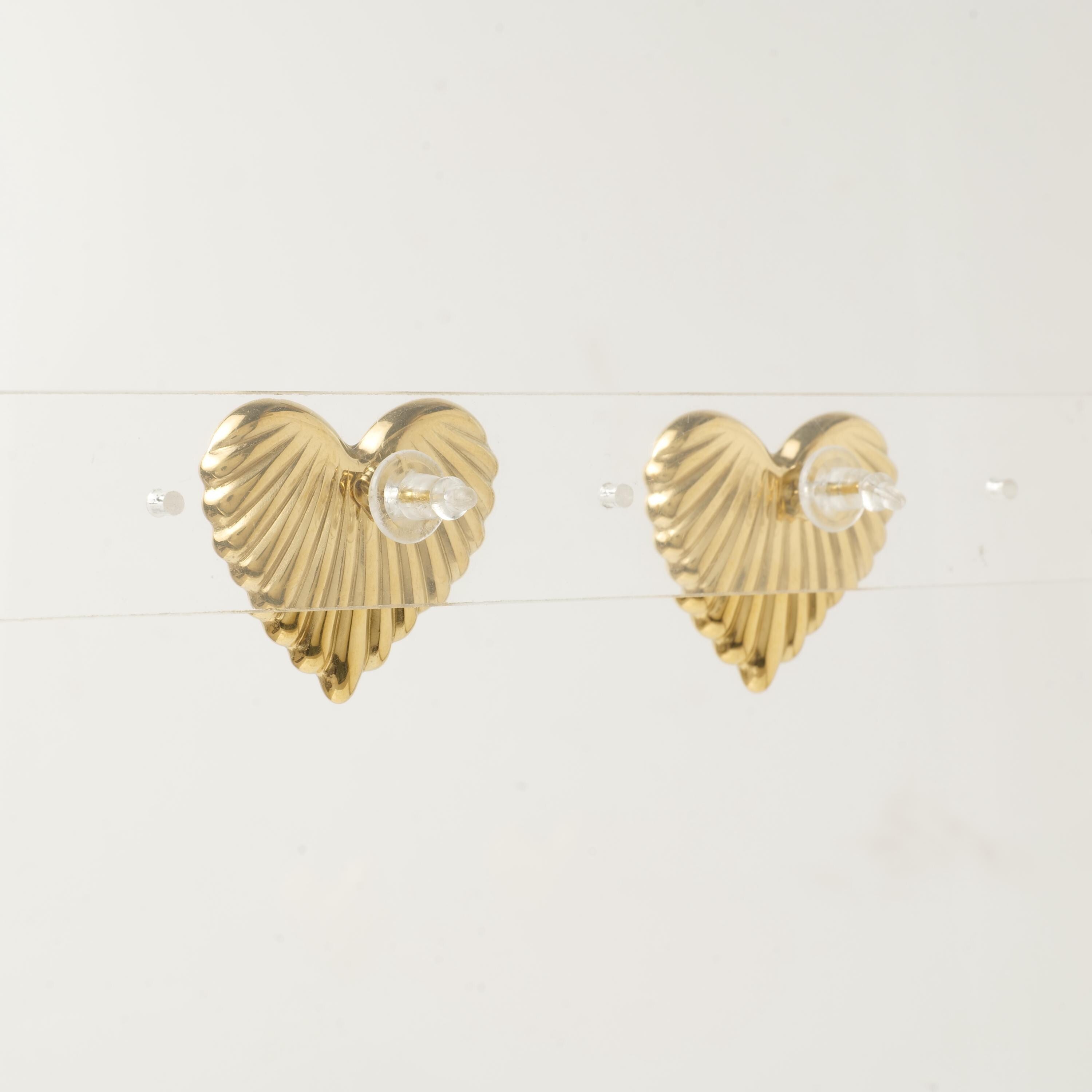 18K Gold Plated Heart Stud Earrings