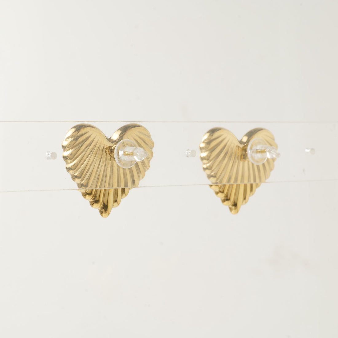 18K Gold Plated Heart Stud Earrings